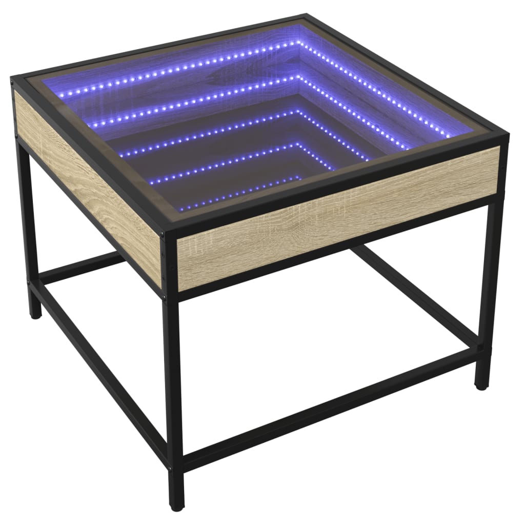 Table basse avec LED infini chêne sonoma 50x50x41 cm