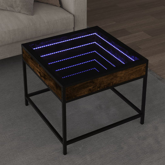 Table basse avec LED Infinity chêne fumé 50x50x41 cm