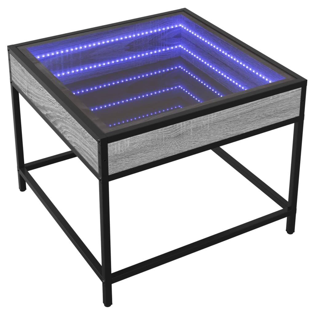 Table basse avec LED Infinity sonoma gris 50x50x41 cm