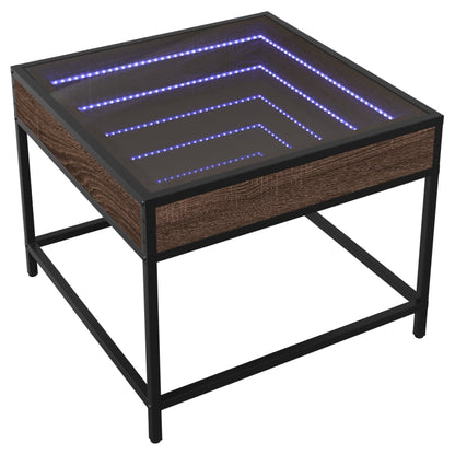 Table basse avec LED Infinity chêne marron 50x50x41 cm