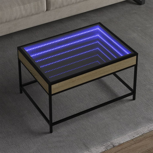 Table basse avec LED infini chêne sonoma 70x50x41 cm