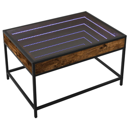 Table basse avec LED infini chêne fumé 70x50x41 cm