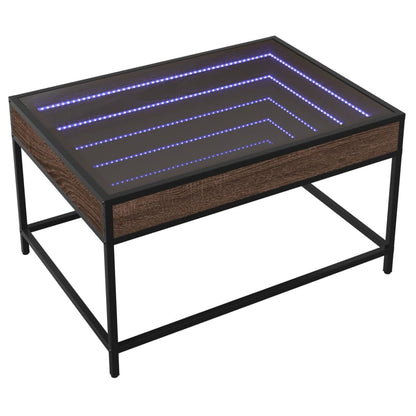 Table basse avec LED infini chêne marron 70x50x41 cm