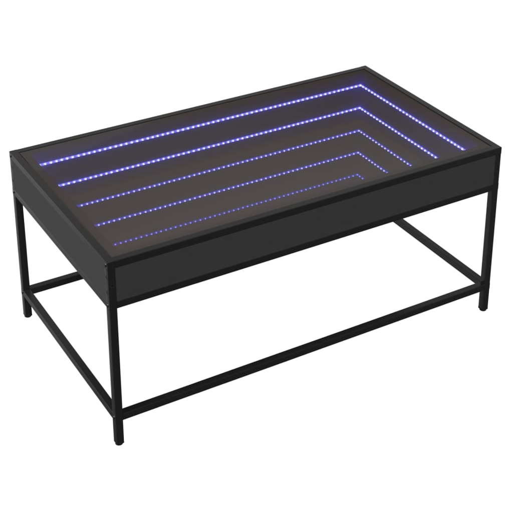 Table basse avec LED infini noir 90x50x41 cm