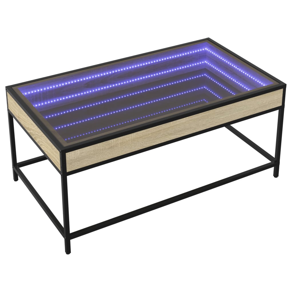 Table basse avec LED infini chêne sonoma 90x50x41 cm