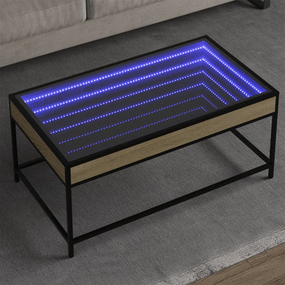 Table basse avec LED infini chêne sonoma 90x50x41 cm