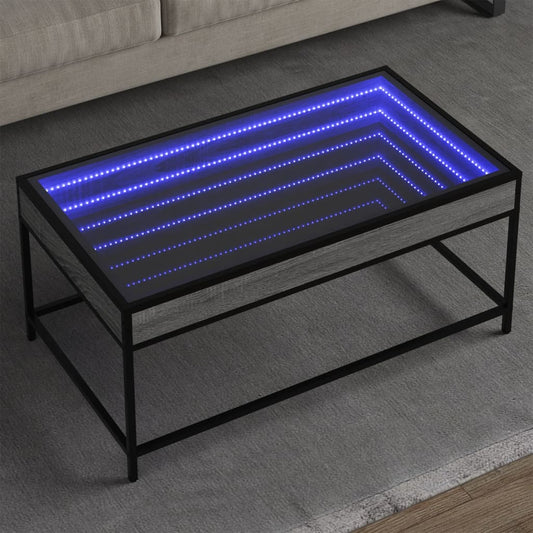 Table basse avec LED infini sonoma gris 90x50x41 cm