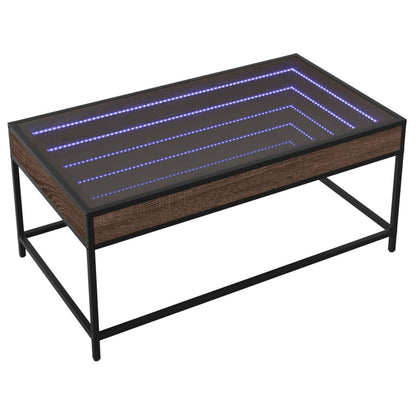 Table basse avec LED Infinity chêne marron 90x50x41 cm