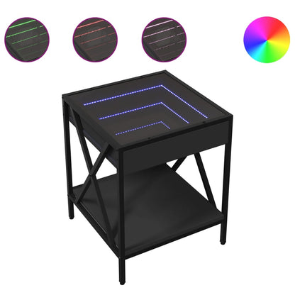 Table basse avec LED Infinity noir 40x40x49 cm