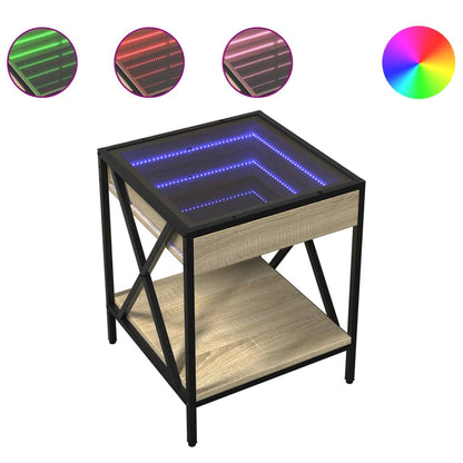 Table basse avec LED Infinity chêne sonoma 40x40x49 cm