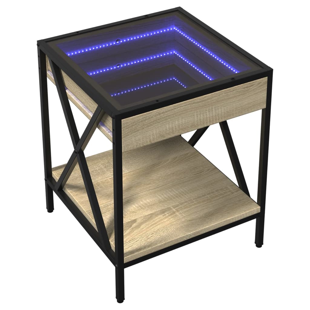 Table basse avec LED Infinity chêne sonoma 40x40x49 cm