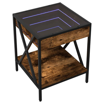 Table basse avec LED Infinity chêne fumé 40x40x49 cm