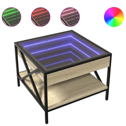 Table basse avec LED infini chêne sonoma 50x50x38 cm