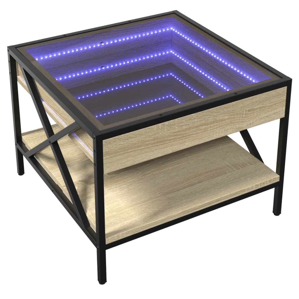 Table basse avec LED infini chêne sonoma 50x50x38 cm