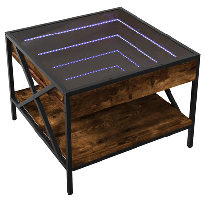 Table basse avec LED Infinity chêne fumé 50x50x38 cm