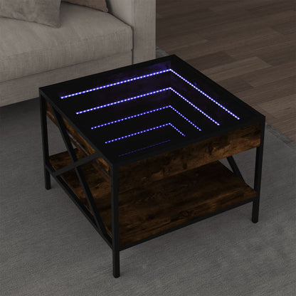 Table basse avec LED Infinity chêne fumé 50x50x38 cm