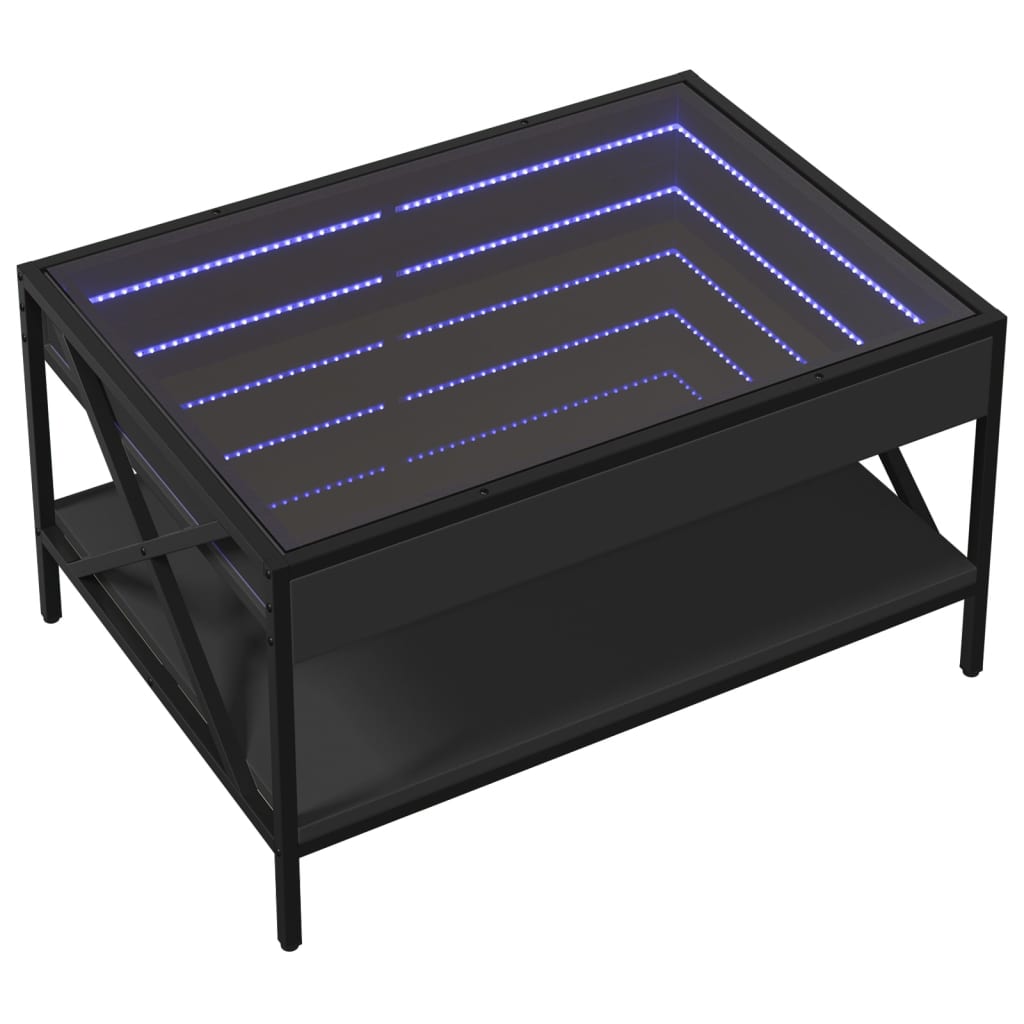 Table basse avec LED infini noir 70x50x38 cm