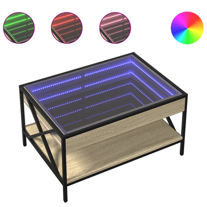 Table basse avec LED infini chêne sonoma 70x50x38 cm