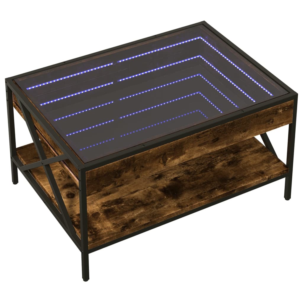 Table basse avec LED Infinity chêne fumé 70x50x38 cm