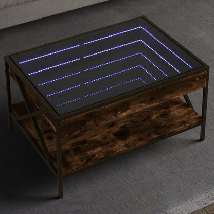 Table basse avec LED Infinity chêne fumé 70x50x38 cm