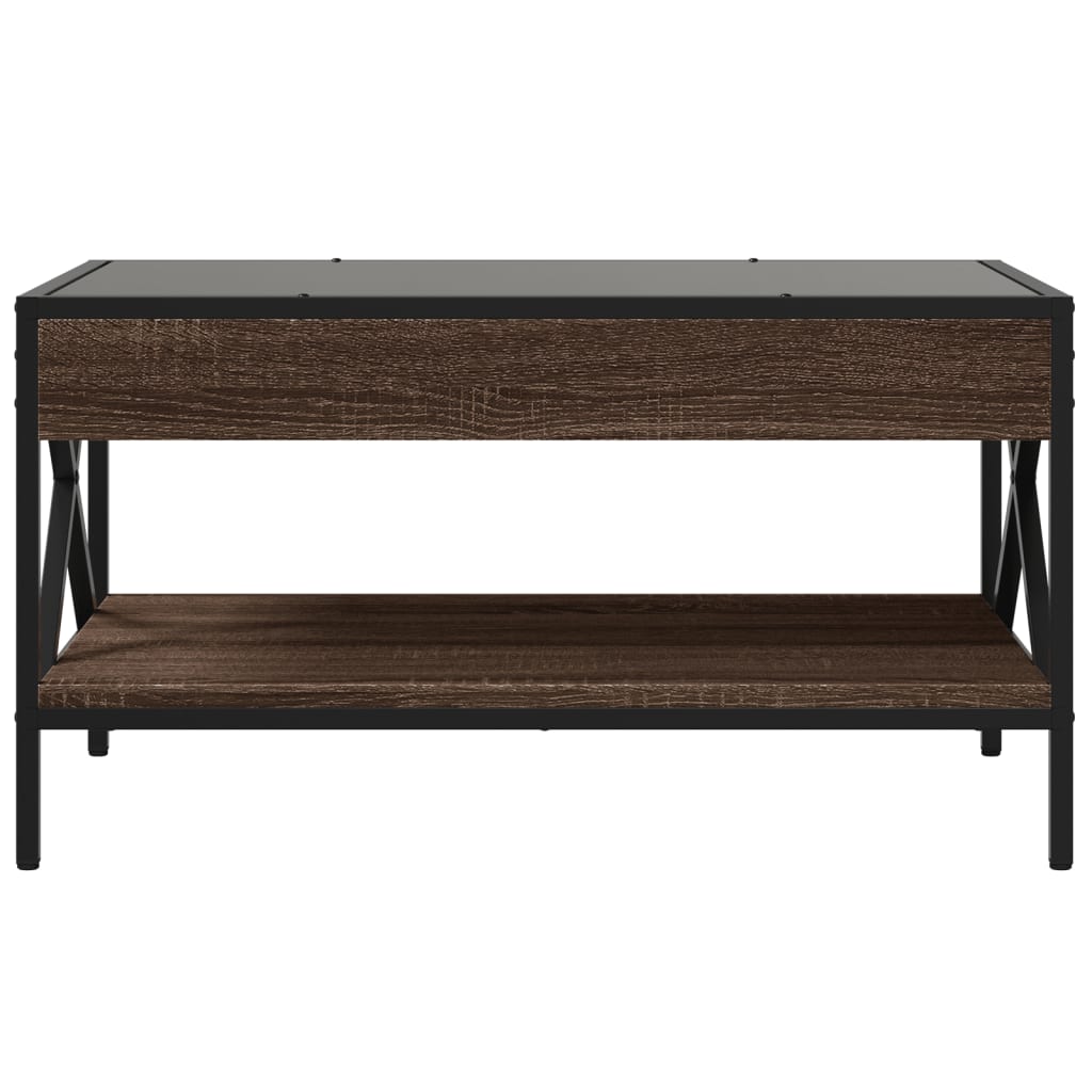 Table basse avec LED infini chêne marron 70x50x38 cm