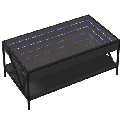 Table basse avec LED infini noir 90x50x38 cm