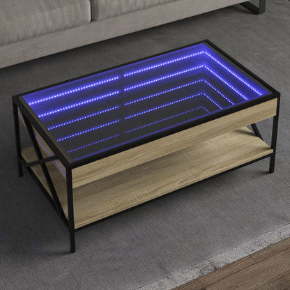 Table basse avec LED infini chêne sonoma 90x50x38 cm