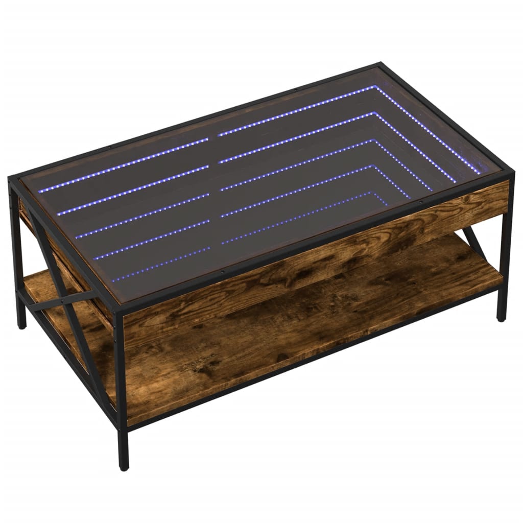 Table basse avec LED Infinity chêne fumé 90x50x38 cm