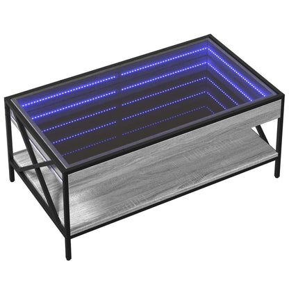 Table basse avec LED infini sonoma gris 90x50x38 cm