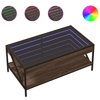 Table basse avec LED Infinity chêne marron 90x50x38 cm