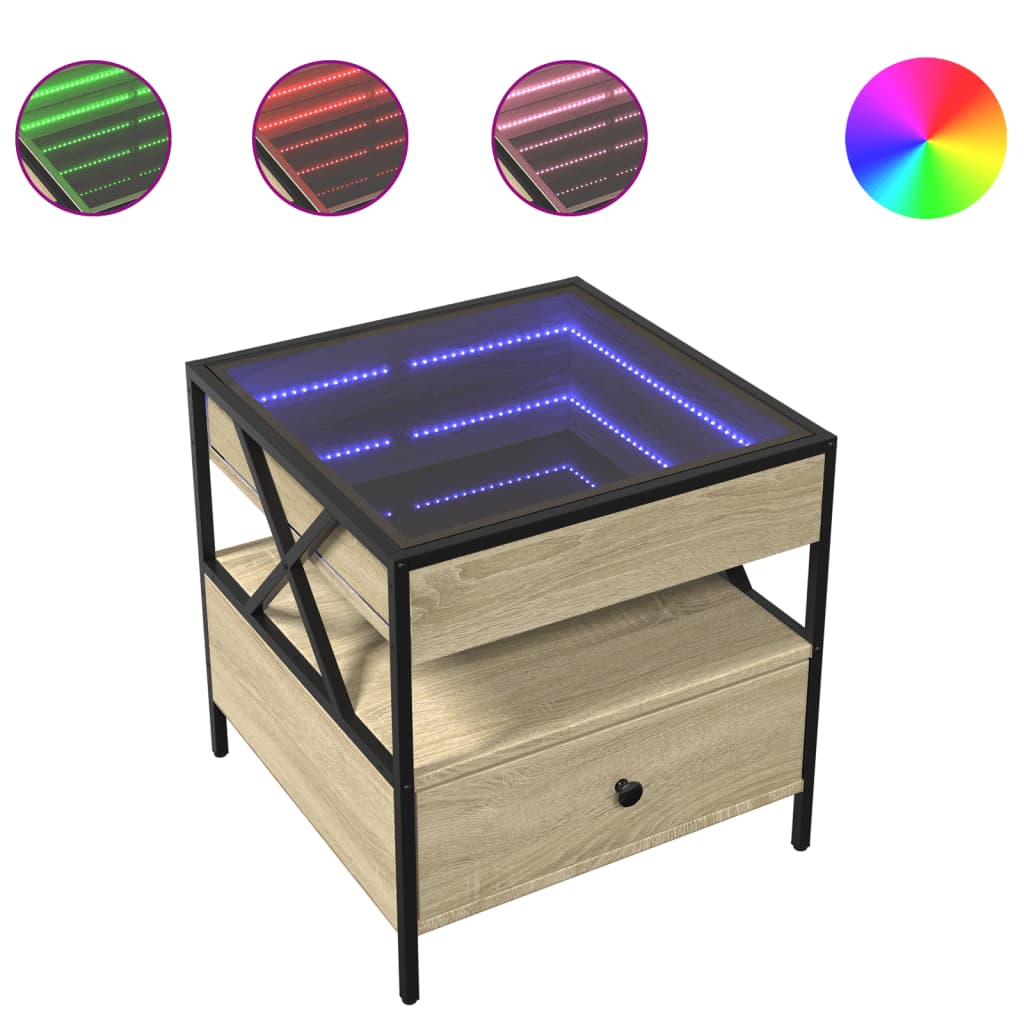 Table basse avec LED Infinity chêne sonoma 50x50x51 cm