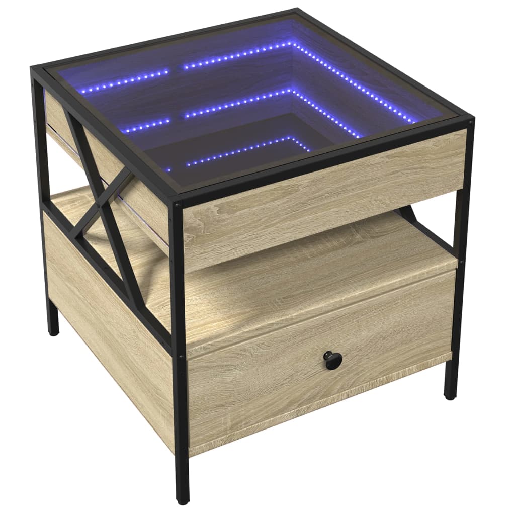 Table basse avec LED Infinity chêne sonoma 50x50x51 cm