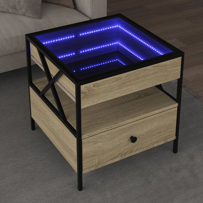 Table basse avec LED Infinity chêne sonoma 50x50x51 cm