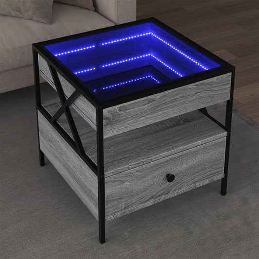 Table basse avec LED Infinity sonoma gris 50x50x51 cm