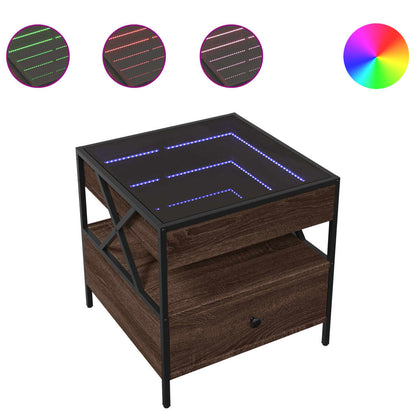 Table basse avec LED Infinity chêne marron 50x50x51 cm