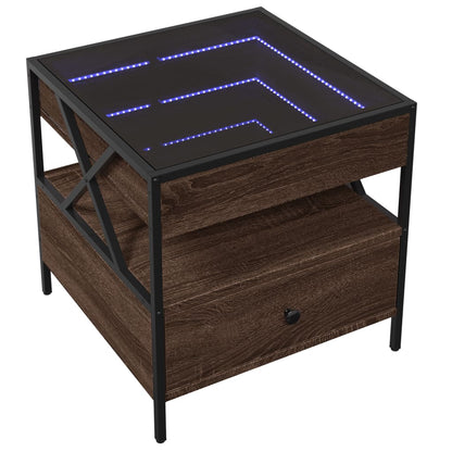 Table basse avec LED Infinity chêne marron 50x50x51 cm