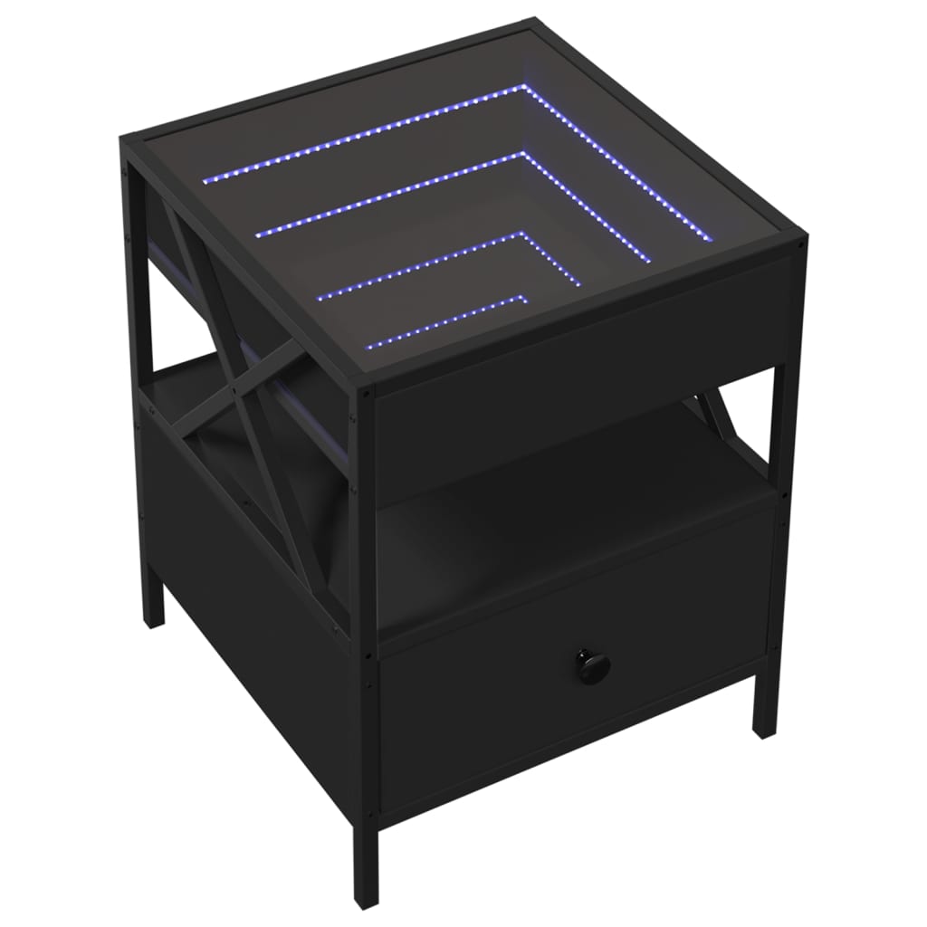 Table basse avec LED Infinity noir 40x40x51 cm