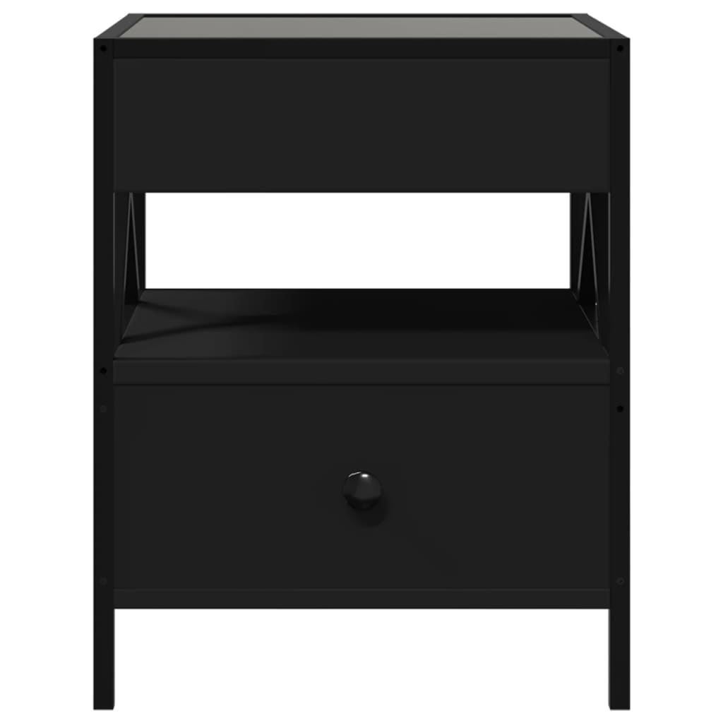 Table basse avec LED Infinity noir 40x40x51 cm