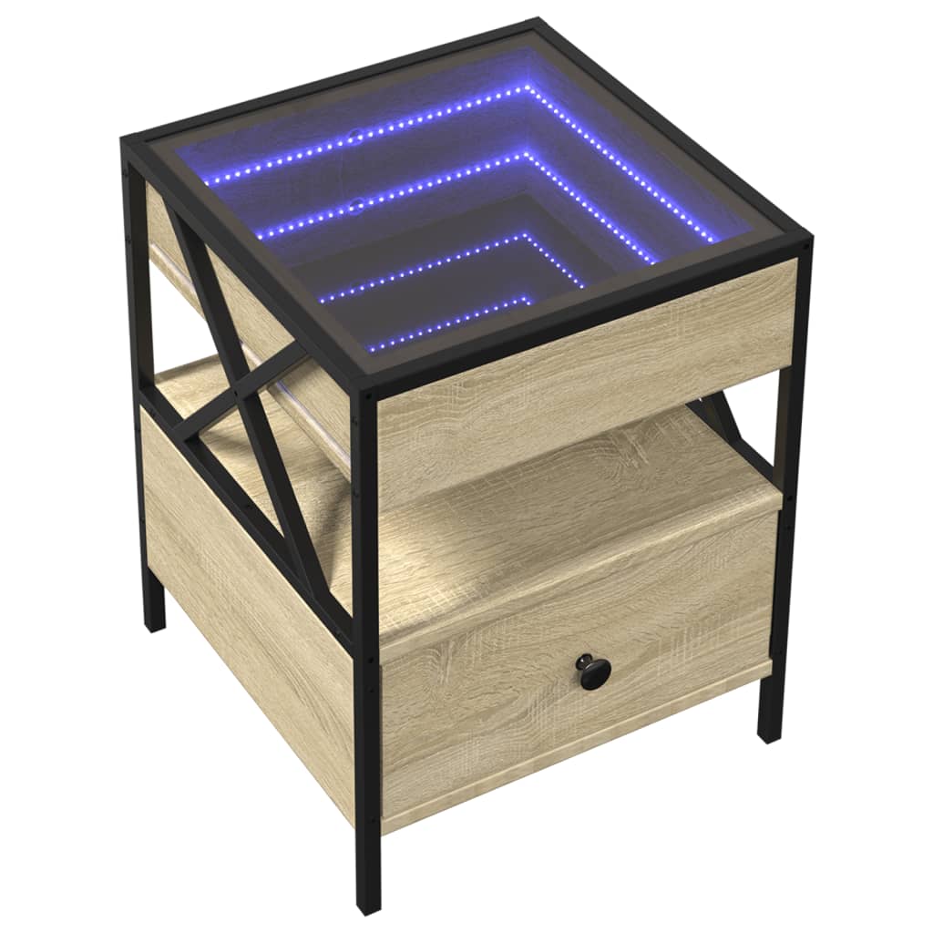 Table basse avec LED Infinity chêne sonoma 40x40x51 cm