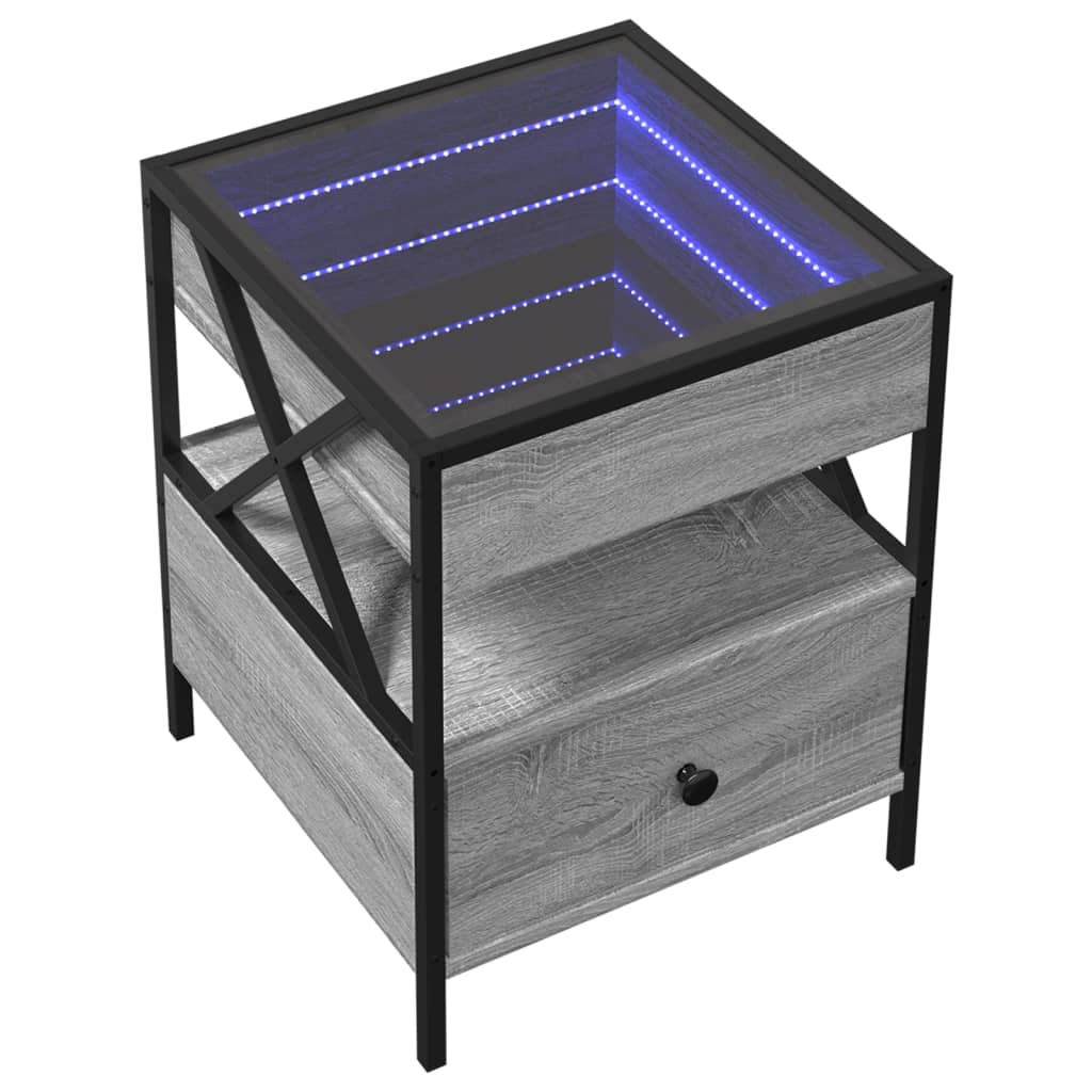 Table basse avec LED Infinity sonoma gris 40x40x51 cm