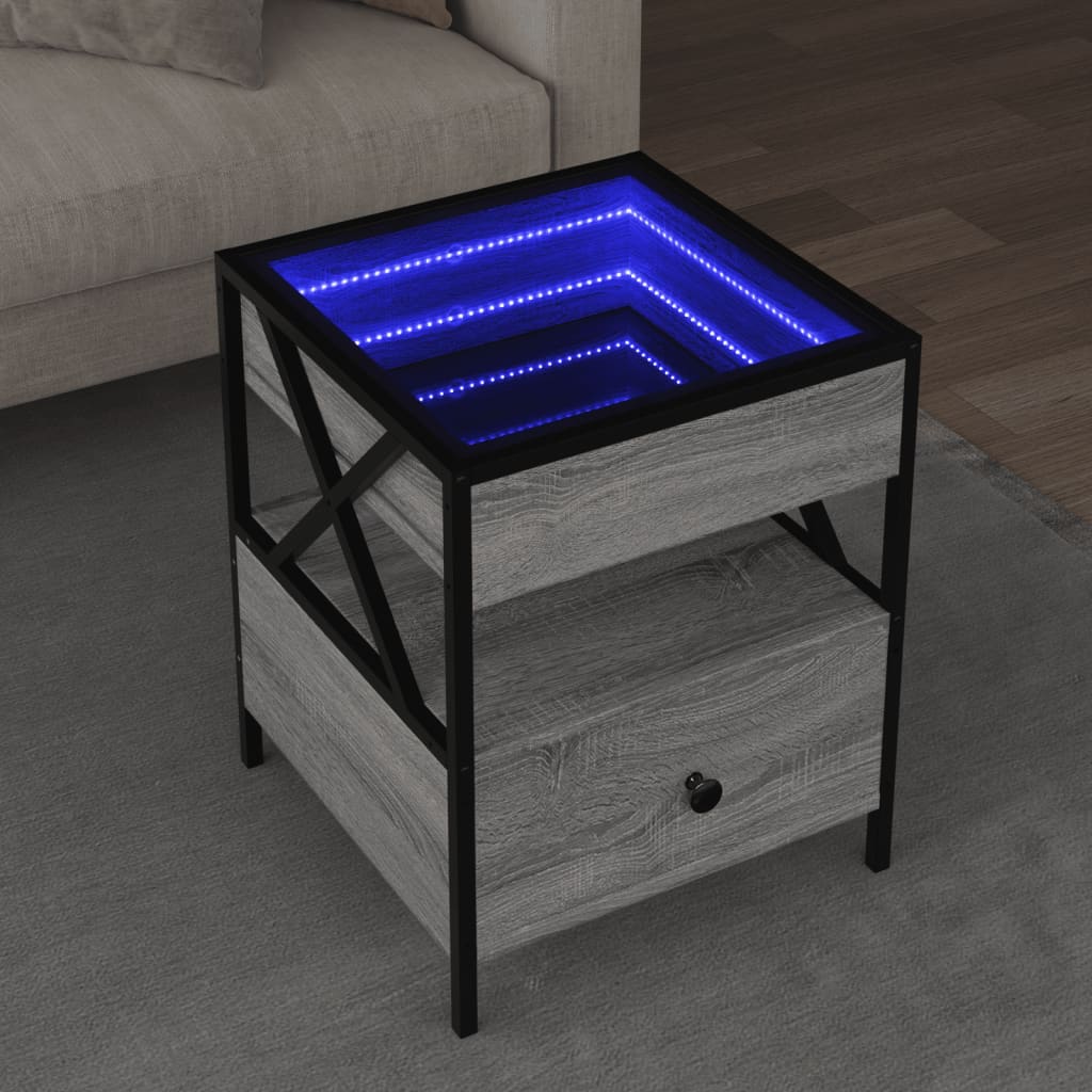 Table basse avec LED Infinity sonoma gris 40x40x51 cm