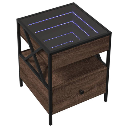 Table basse avec LED Infinity chêne marron 40x40x51 cm