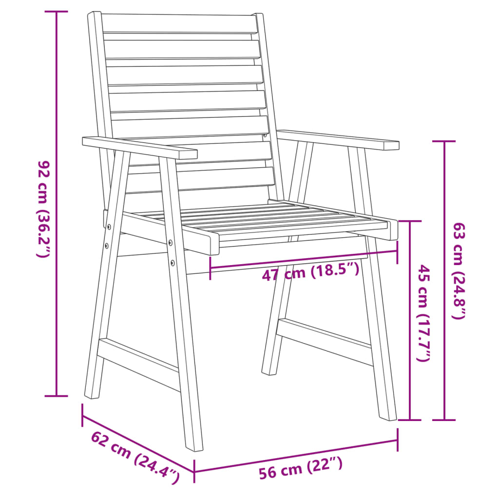 Ensemble à manger de jardin 6 pcs Bois d'acacia solide