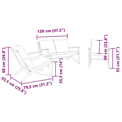 Ensemble de meubles de balcon avec coussins 3 pcs noir acier