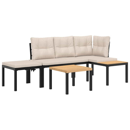 Ensemble de banc de jardin avec coussins 4 pcs noir