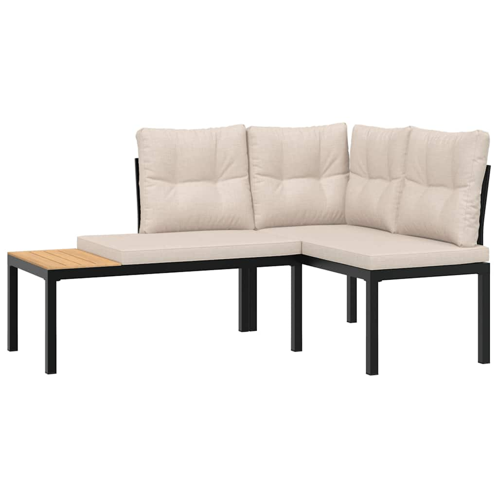 Ensemble de banc de jardin avec coussins 4 pcs noir