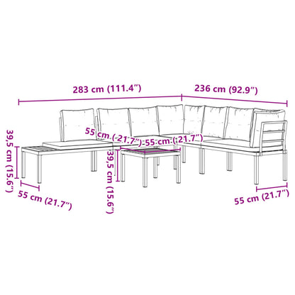 Ensemble de banc de jardin avec coussins 5 pcs noir