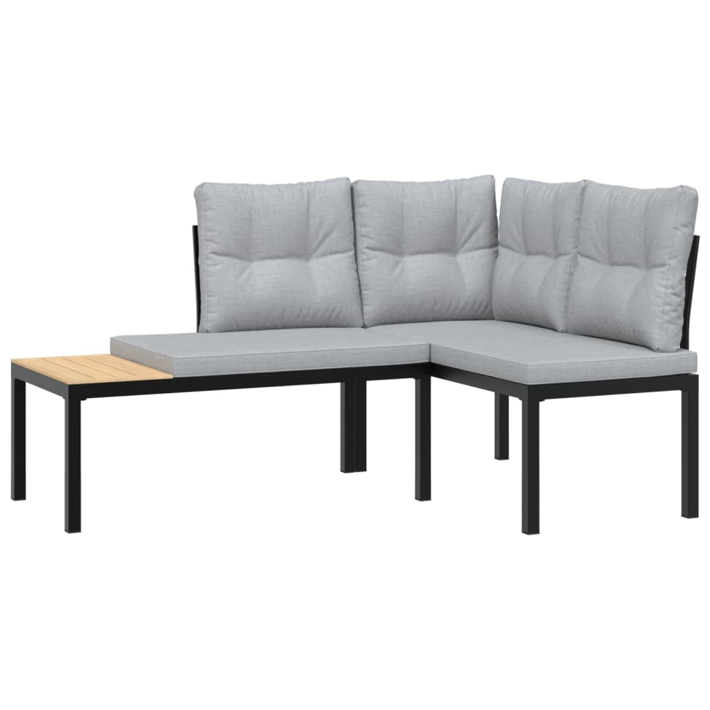 Ensemble de banc de jardin avec coussins 5 pcs noir