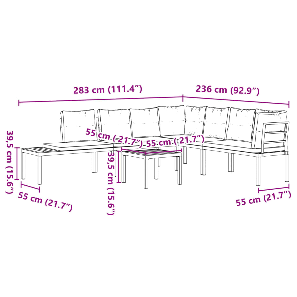 Ensemble de banc de jardin avec coussins 5 pcs noir