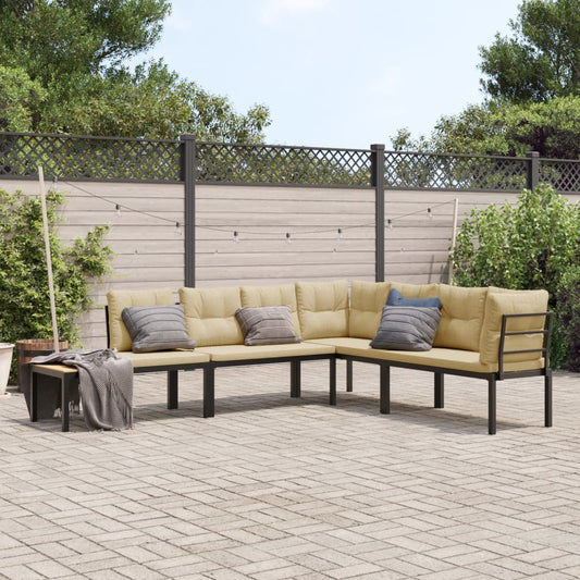 Ensemble de banc de jardin avec coussins 4 pcs noir